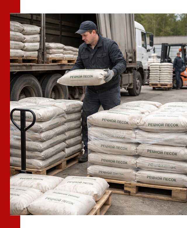 Речной песок в мешках с доставкой в Чебоксарах