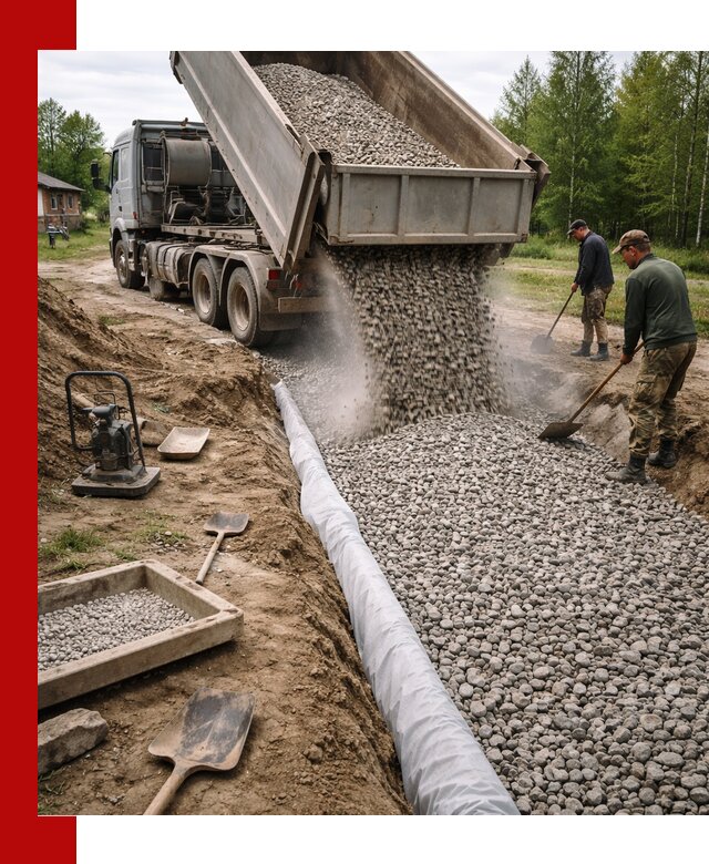 Гравий для дренажа с доставкой в Чебоксарах качественный и недорогой