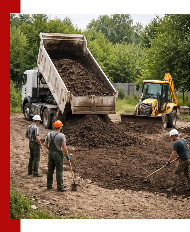 Доставка и укладка грунта для выравнивания участка в Чебоксарах