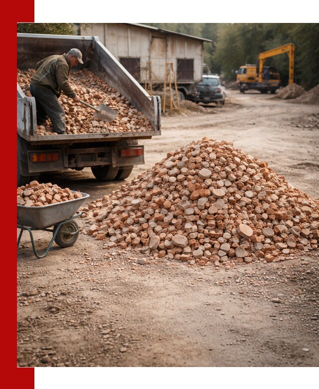 Доставка и подушка из боя кирпича с разгрузкой в Чебоксарах