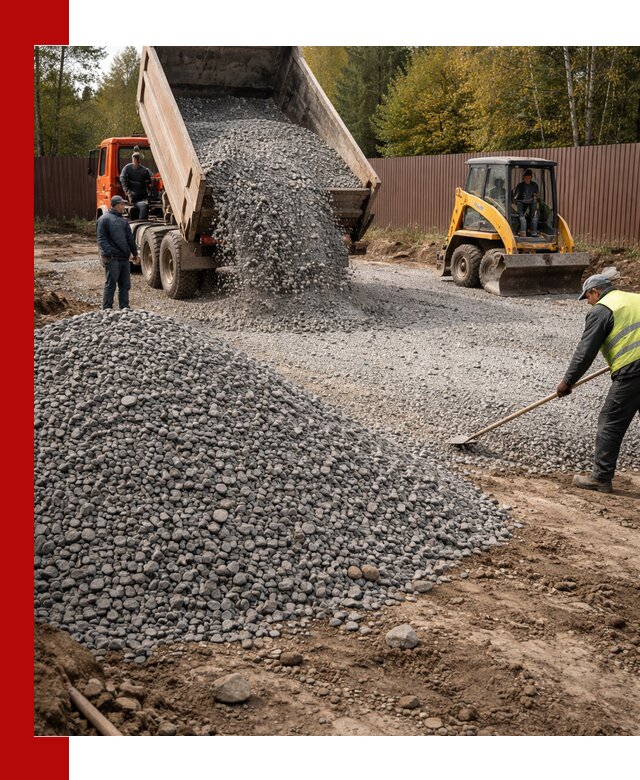 Отсыпка участка щебнем с доставкой и уплотнением в Чебоксарах